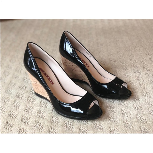 Prada Black Patent Leather Wedge - Picture 3 of 8